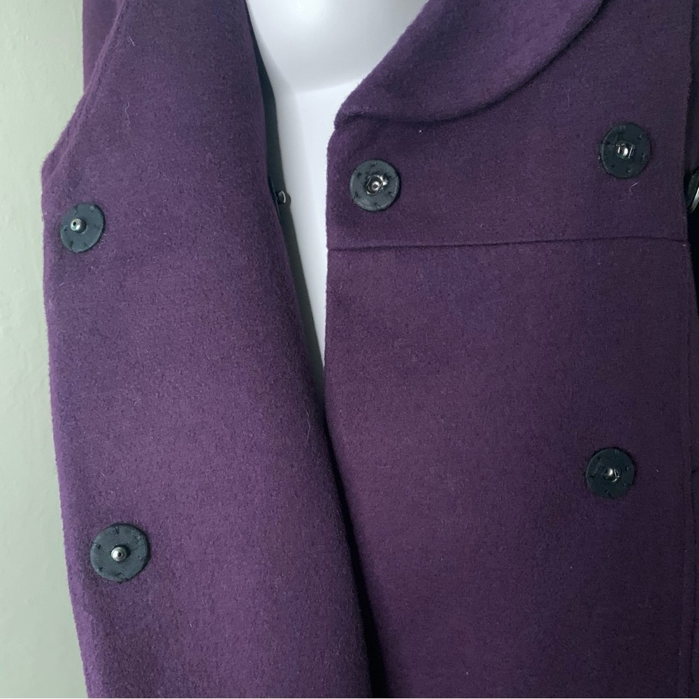 TIBI Wool Eggplant Plum Coat With Ruffle Detail and Toggle Closure Size 6 - Picture 8 of 16